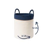 MaVaux Çok Amaçlı, 40cm-36cm Büyük Boy, Yanları Saplı, Sepet, Jüt, Hasır, Dokuma Sepet, Düzenleyici BeyazBambuMAVİ 36 x 40