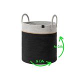 MaVaux Çok Amaçlı, 40cm-36cm Büyük Boy, Yanları Saplı, Sepet, Jüt, Hasır, Dokuma Sepet, Düzenleyici SiyahJutGri 36 x 40