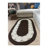 MaVaux Cookie Jüt Hasırlı El Örgüsü Kilim KahverengiKrem 100 x 150