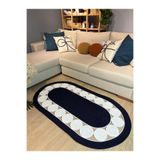 MaVaux Cookie Jüt Hasırlı El Örgüsü Kilim LacivertBeyaz 80 x 200