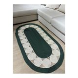 MaVaux Cookie Jüt Hasırlı El Örgüsü Kilim YeşilKrem 100 x 250