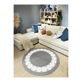 MaVaux Cookie Yuvarlak Jüt Hasırlı El Örgüsü Kilim Halı GriBeyaz 80 x 80
