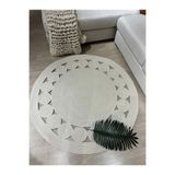MaVaux Cookie Yuvarlak Jüt Hasırlı El Örgüsü Kilim Halı Krem 80 x 80