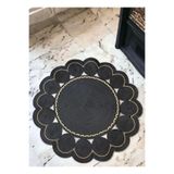 MaVaux Daisy Özel Üretim Jüt El Dokuması Kilim Siyah 80 x 80