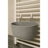 MaVaux Dekoratif Askılı Banyo Sepeti – 18×40×16 cm– Saklama ve Düzenleyici HASIR JÜT SEPET ORGANİZER EL İŞİ Gri
