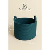 MaVaux Doğal El Dokuma Hasır Jüt Sepet 20x26 cm – Dekoratif, Çok Amaçlı, Şık ve Dayanıklı Saklama Sepeti PETROL MAVİ 20 x 26