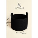 MaVaux Doğal El Dokuma Hasır Jüt Sepet 20x26 cm – Dekoratif, Çok Amaçlı, Şık ve Dayanıklı Saklama Sepeti Siyah 20 x 26