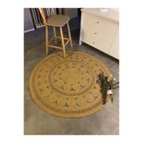 MaVaux Double Daisy Jüt Hasırlı Örgü Kilim Bej 150 x 150