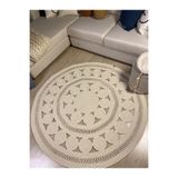 MaVaux Double Daisy Jüt Hasırlı Örgü Kilim Krem 160 x 160