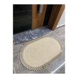 MaVaux Dublin Serisi Jüt, Desenli Kapı Önü, Paspas, Banyo Paspası, Balkon Paspası/Hediyelik, Ev Eşyası Krem 75 x 130