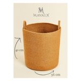 MaVaux El İşçiliği Dokulu Büyük Boy Sepet – 40 x 36 cm Dekoratif Ev Düzeni, Oyuncak ve Çamaşır Organizer HASIR
