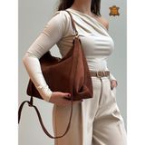 MaVaux Enyola %100 Hakiki Deri Modern Tasarım Omuz ve Çapraz Çanta - Kızıl Kahve - 40 x 45