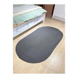 MaVaux Galileo Oval Jüt Yuvarlak Hasır Görünümlü Klasik Halı Kilim Antrasit 100 x 300