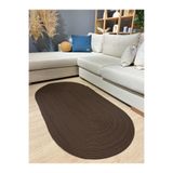 MaVaux Galileo Oval Jüt Yuvarlak Hasır Görünümlü Klasik Halı Kilim Kahve 100 x 180