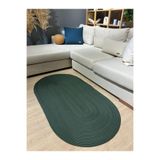 MaVaux Galileo Oval Jüt Yuvarlak Hasır Görünümlü Klasik Halı Kilim Yeşil 80 x 250