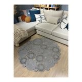 MaVaux Harmony Jüt Doğal Hasır Kilim Bej Geometrik Bohem Yuvarlak El Örmesi Halı Gri 250 x 250