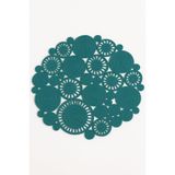MaVaux Harmony Jüt Doğal Hasır Kilim Bej Geometrik Bohem Yuvarlak El Örmesi Halı PETROL MAVİ 150 x 150