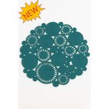 MaVaux Harmony Jüt Doğal Hasır Kilim Bej Geometrik Bohem Yuvarlak El Örmesi Halı PETROL MAVİ 200 x 200