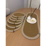 MaVaux Herakles 6 Adet Supla+Runner Set 33 cm -Amerikan Servis Hasır - 30 x 80 cm - Jüt - Beyaz