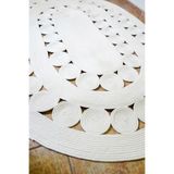 MaVaux Jüt Hasır Çerçeve Detaylı Beyaz Şık Dekoratif Kilim Oval Kilim Halı Yolluk Paspas Beyaz 80 x 300