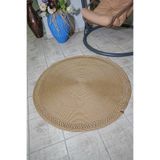 MaVaux Jüt Hasır Şık Sarmal Detay Modern Yuvarlak Kilim Halı bej 120 x 120