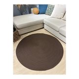MaVaux Jüt Yuvarlak Hasır Görünümlü Klasik Halı Kilim Kahverengi 140 x 140