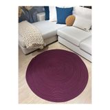 MaVaux Jüt Yuvarlak Hasır Görünümlü Klasik Halı Kilim Mürdüm 100 x 100