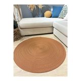 MaVaux Jüt Yuvarlak Hasır Görünümlü Klasik Halı Kilim Tarçın 90 x 90