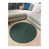 MaVaux Jüt Yuvarlak Hasır Görünümlü Klasik Halı Kilim Yeşil 70 x 70