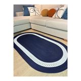 MaVaux KOPYA - Lotus Jüt Hasırlı El Örgüsü Kilim LacivertBeyaz 80 x 150
