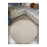 MaVaux KOPYA - Oval Jüt Yuvarlak Hasır Görünümlü Klasik Halı Kilim Krem 140 x 140