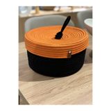 MaVaux KOPYA - Walnut Kapaklı Jüt Sepet SiyahTuruncu 25 x 15