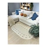 MaVaux Krem Jüt Hasırlı El Örgüsü Kilim