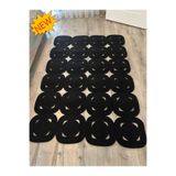 MaVaux Lavande El Yapımı Halat Kilim – Modern Kare Formlu Dekoratif Tasarım Kilim Siyah 80 x 150