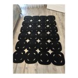 MaVaux Lavande El Yapımı Halat Kilim – Modern Kare Formlu Dekoratif Tasarım Kilim Siyah 90 x 90