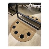 MaVaux London Jüt, Desenli Kapı Önü, Paspas, Banyo Paspası, Balkon Paspası/Hediyelik, Ev Eşyası. HasırSiyahHalkalı 75 x 100