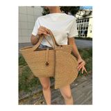 MaVaux Lumos Fermuarlı Hasır Jüt Vegan Clutch Çanta, Düğmeli Kol Çantası