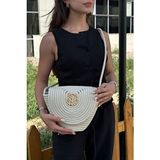 MaVaux Lunera Kadın Hasır Çanta Ergonomik Tasarım ve Suya Dayanıklı Materyal ile 10x20x27 cm - Krem