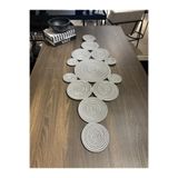 MaVaux Mars Modern Doğal Jüt, Desenli, Hasır, Amerikan Servis, Masa, Sehpa Örtüsü Runner. 45 x 120 Gri 45 x 120