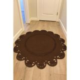 MaVaux Matrix Jüt Kilim, Paspas, Mutfak Halısı, Banyo, Kilim, Halı, Oturma Odası Halısı, Balkon Halısı Kahverengi 140 x 140