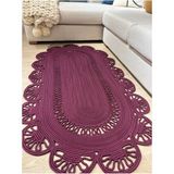 MaVaux Matrix Jüt Kilim, Paspas, Mutfak Halısı, Banyo Paspası, Kilim, Halı, Oturma Odası Halısı - 80 x 300 cm - Mürdüm