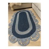 MaVaux Matrix Jüt Kilim, Paspas, Mutfak Halısı, Banyo Paspası, Kilim, Halı, Oturma Odası Halısı BambuLacivert 100 x 250