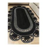 MaVaux Matrix Jüt Kilim, Paspas, Mutfak Halısı, Banyo Paspası, Kilim, Halı, Oturma Odası Halısı SiyahKırçıllı 80 x 250