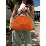MaVaux Mia Hasır Clutch Çanta Jüt Malzeme ile Günlük Kullanıma Uygun Orta Boy - Turuncu