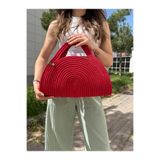 MaVaux Mia Hasır Jüt Clutch Çanta Kırmızı Tek Ebat