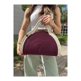 MaVaux Mia Hasır Jüt Clutch Çanta MürdümKrem Tek Ebat