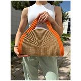 MaVaux Mia Hasır Jüt Clutch Çanta Organik Malzeme ile Plaj Tekstili Temalı Orta Boy - Kahverengi