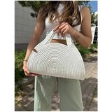MaVaux Mia Hasır Jüt Clutch Çanta Organik Orta Boy Plaj Tekstili ile Şık Tasarım - Beyaz