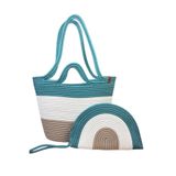 MaVaux Mira İkili Fermuarlı Clutch Çanta ve Omuz Çantası Mavi-krem-taş