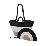 MaVaux Mira İkili Fermuarlı Clutch Çanta ve Omuz Çantası Siyah-krem-hasır